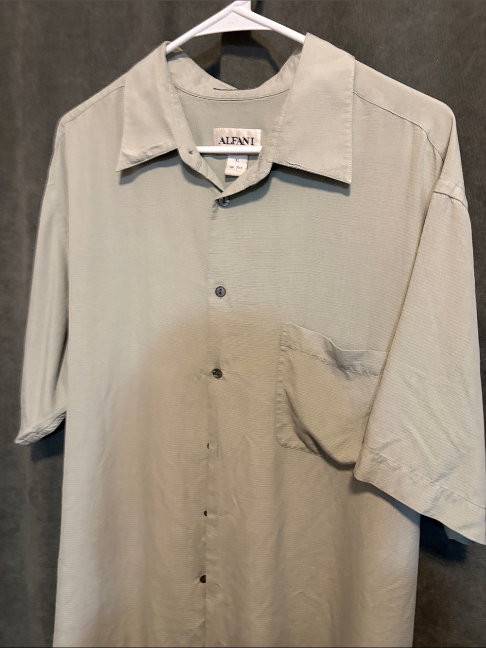 Alfani Light Sage Green Short-Sleeve Button-Down Shirt